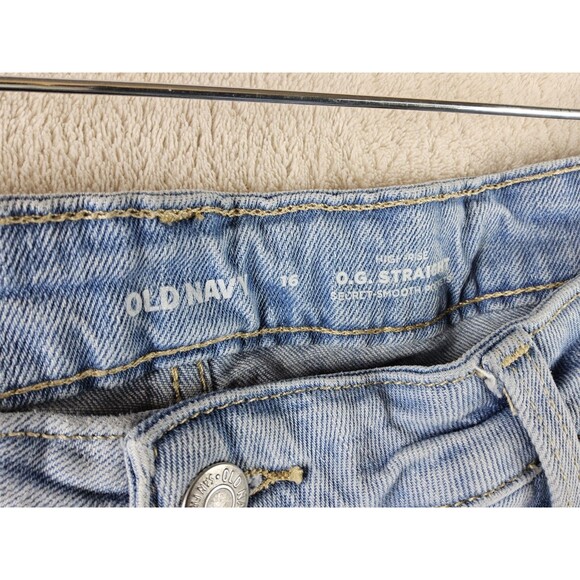 Old Navy High Rise OG Straight Denim Distressed Jeans Size 16 - Picture 2 of 4